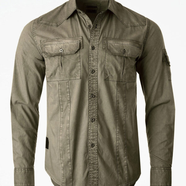 ZIMEGO Men's Stretch Flex Slim Color Washed Vintage Rugged Fashion Button Shirts