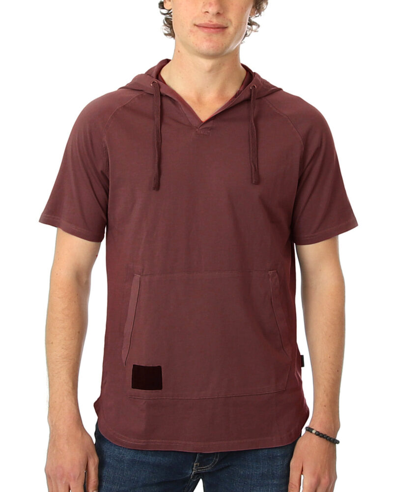 ZIMEGO Men's Pigment Dyed Short Sleeve Vintage Fashion Hoodie - Image 3