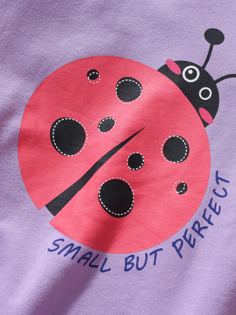 Baby Kids Girls Cartoon Ladybird Pattern Purple Pullover Clothing Sweatshirt - Image 5
