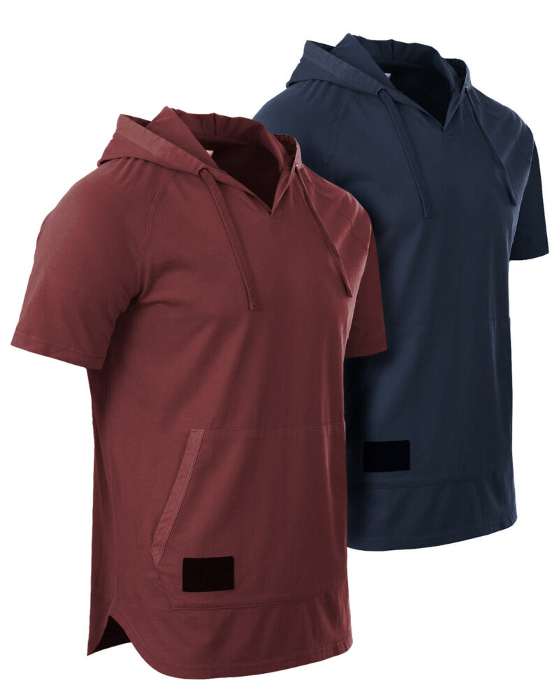 ZIMEGO Men's Pigment Dyed Short Sleeve Vintage Fashion Hoodie - Image 19