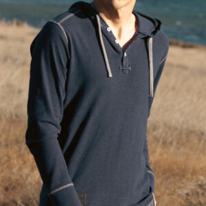 ZIMEGO Men's Thermal Long Sleeve Lightweight Fashion Hooded Henley