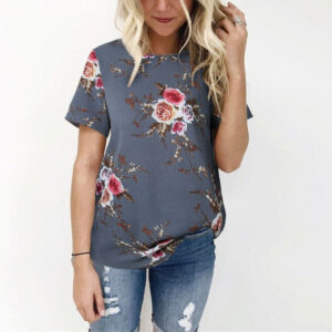 Summer Women Blouses Chiffon Print Blouse Short Sleeve Shirts Casual Ladies Clothing