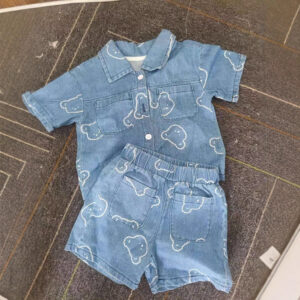 Summer Baby Kids Teddy Cartoon Pattern Shirt and Shorts Clothing Set