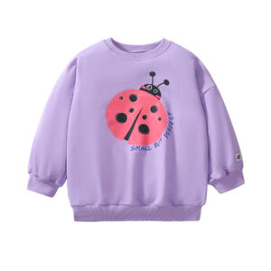 Baby Kids Girls Cartoon Ladybird Pattern Purple Pullover Clothing Sweatshirt