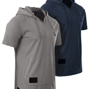 ZIMEGO Men's Pigment Dyed Short Sleeve Vintage Fashion Hoodie