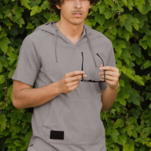 ZIMEGO Men's Pigment Dyed Short Sleeve Vintage Fashion Hoodie